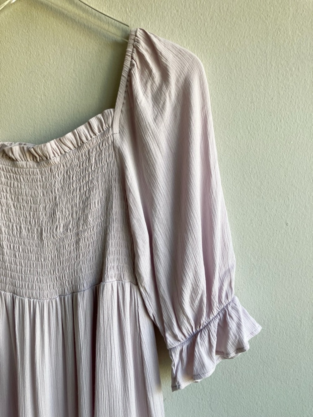 OAK + FORT Smocked Midi Dress Size XS Purple Pastel Tiered Ruffles Wedding Guest - Picture 8 of 10
